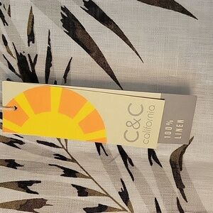 100% Linen C&C California Plus Printed Short Sleeve Top, Tropic, 1X, NWT